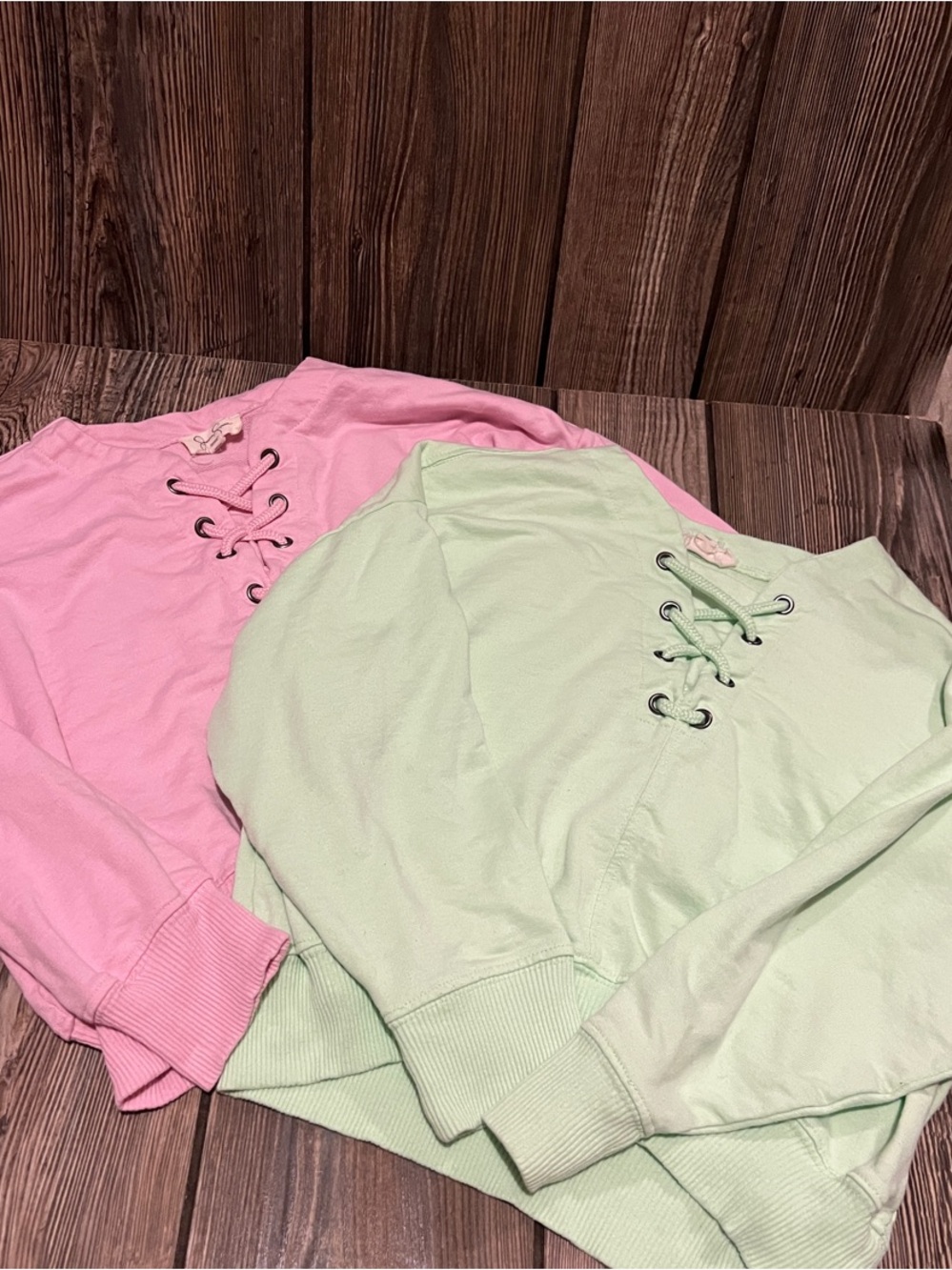 Jessica Simpson Girls Lace-Up Sweatshirts in Pink & Mint